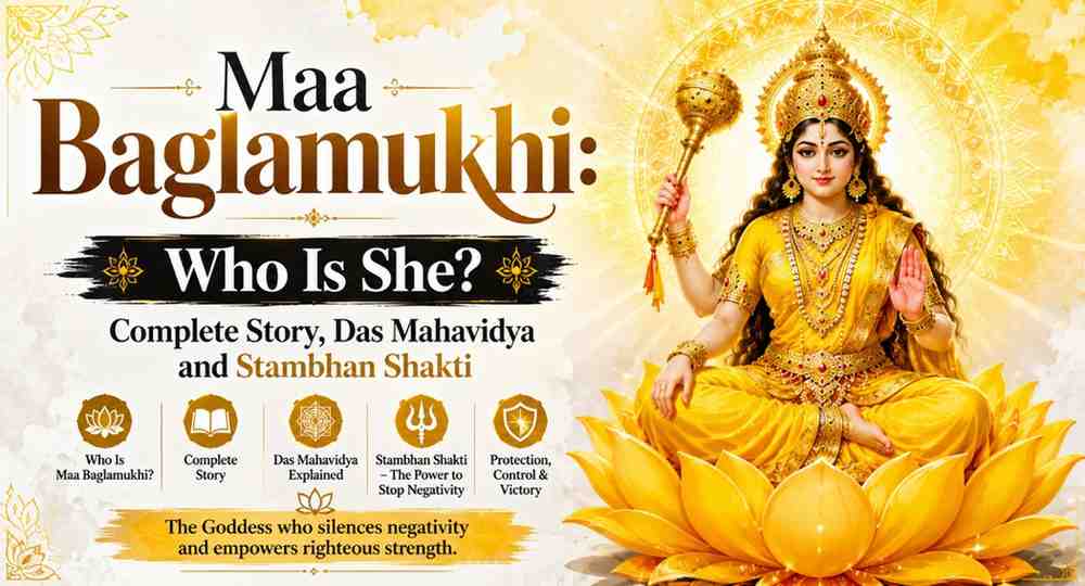 Maa Baglamukhi Story: The 8th Mahavidya, Divine Stambhan Shakti & Sacred Origin of Pitambara Devi